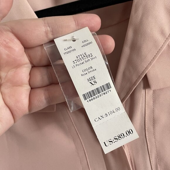 White House Black Market XS Pink Relaxed Button Front Long Sleeve Soft Shirt NWT - Picture 11 of 14